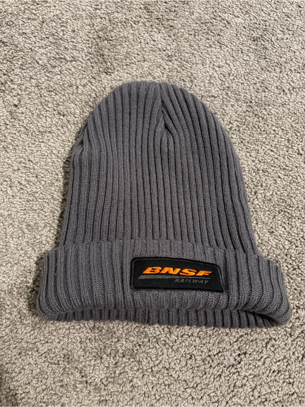 NSF Charcoal Ribbed Cuffed Beanie with Logo Patch